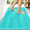 image:imageSmiry Thick Chenille Bathroom Rugs 30x20 Extra Soft Absorbent Striped Bath Rugs Rubber Backing Machine Wash Dry Bath Mats for Bathroom Floor Tub Shower Home Decor Accessories GreyTeal