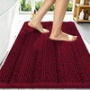 image:imageSmiry Thick Chenille Bathroom Rugs 30x20 Extra Soft Absorbent Striped Bath Rugs Rubber Backing Machine Wash Dry Bath Mats for Bathroom Floor Tub Shower Home Decor Accessories GreyBurgundy