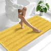 image:imageSmiry Thick Chenille Bathroom Rugs 30x20 Extra Soft Absorbent Striped Bath Rugs Rubber Backing Machine Wash Dry Bath Mats for Bathroom Floor Tub Shower Home Decor Accessories GreyYellow