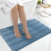 image:imageSmiry Thick Chenille Bathroom Rugs 30x20 Extra Soft Absorbent Striped Bath Rugs Rubber Backing Machine Wash Dry Bath Mats for Bathroom Floor Tub Shower Home Decor Accessories GreyAiry Blue