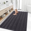 image:imageSmiry Thick Chenille Bathroom Rugs 30x20 Extra Soft Absorbent Striped Bath Rugs Rubber Backing Machine Wash Dry Bath Mats for Bathroom Floor Tub Shower Home Decor Accessories GreyDark Grey