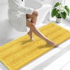 image:imageSmiry Thick Chenille Bathroom Rugs 30x20 Extra Soft Absorbent Striped Bath Rugs Rubber Backing Machine Wash Dry Bath Mats for Bathroom Floor Tub Shower Home Decor Accessories GreyYellow