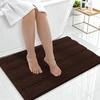 image:imageSmiry Thick Chenille Bathroom Rugs 30x20 Extra Soft Absorbent Striped Bath Rugs Rubber Backing Machine Wash Dry Bath Mats for Bathroom Floor Tub Shower Home Decor Accessories GreyBrown