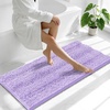 image:imageSmiry Thick Chenille Bathroom Rugs 30x20 Extra Soft Absorbent Striped Bath Rugs Rubber Backing Machine Wash Dry Bath Mats for Bathroom Floor Tub Shower Home Decor Accessories GreyLavender