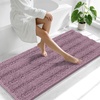 image:imageSmiry Thick Chenille Bathroom Rugs 30x20 Extra Soft Absorbent Striped Bath Rugs Rubber Backing Machine Wash Dry Bath Mats for Bathroom Floor Tub Shower Home Decor Accessories GreyDeep Plum