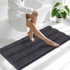image:imageSmiry Thick Chenille Bathroom Rugs 30x20 Extra Soft Absorbent Striped Bath Rugs Rubber Backing Machine Wash Dry Bath Mats for Bathroom Floor Tub Shower Home Decor Accessories GreyDark Grey