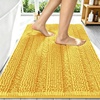 image:imageSmiry Thick Chenille Bathroom Rugs 30x20 Extra Soft Absorbent Striped Bath Rugs Rubber Backing Machine Wash Dry Bath Mats for Bathroom Floor Tub Shower Home Decor Accessories GreyYellow