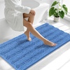 image:imageSmiry Thick Chenille Bathroom Rugs 30x20 Extra Soft Absorbent Striped Bath Rugs Rubber Backing Machine Wash Dry Bath Mats for Bathroom Floor Tub Shower Home Decor Accessories GreyCornflower Blue