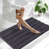 image:imageSmiry Thick Chenille Bathroom Rugs 30x20 Extra Soft Absorbent Striped Bath Rugs Rubber Backing Machine Wash Dry Bath Mats for Bathroom Floor Tub Shower Home Decor Accessories GreyDark Grey