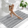 image:imageSmiry Thick Chenille Bathroom Rugs 30x20 Extra Soft Absorbent Striped Bath Rugs Rubber Backing Machine Wash Dry Bath Mats for Bathroom Floor Tub Shower Home Decor Accessories GreyLight Grey