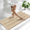 image:imageSmiry Thick Chenille Bathroom Rugs 30x20 Extra Soft Absorbent Striped Bath Rugs Rubber Backing Machine Wash Dry Bath Mats for Bathroom Floor Tub Shower Home Decor Accessories GreyBeige
