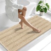 image:imageSmiry Thick Chenille Bathroom Rugs 30x20 Extra Soft Absorbent Striped Bath Rugs Rubber Backing Machine Wash Dry Bath Mats for Bathroom Floor Tub Shower Home Decor Accessories GreyBeige