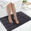 image:imageSmiry Thick Chenille Bathroom Rugs 30x20 Extra Soft Absorbent Striped Bath Rugs Rubber Backing Machine Wash Dry Bath Mats for Bathroom Floor Tub Shower Home Decor Accessories GreyDark Grey