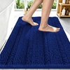 image:imageSmiry Thick Chenille Bathroom Rugs 30x20 Extra Soft Absorbent Striped Bath Rugs Rubber Backing Machine Wash Dry Bath Mats for Bathroom Floor Tub Shower Home Decor Accessories GreyNavy