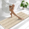 image:imageSmiry Thick Chenille Bathroom Rugs 30x20 Extra Soft Absorbent Striped Bath Rugs Rubber Backing Machine Wash Dry Bath Mats for Bathroom Floor Tub Shower Home Decor Accessories GreySand