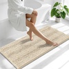 image:imageSmiry Thick Chenille Bathroom Rugs 30x20 Extra Soft Absorbent Striped Bath Rugs Rubber Backing Machine Wash Dry Bath Mats for Bathroom Floor Tub Shower Home Decor Accessories GreySand