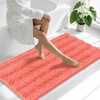 image:imageSmiry Thick Chenille Bathroom Rugs 30x20 Extra Soft Absorbent Striped Bath Rugs Rubber Backing Machine Wash Dry Bath Mats for Bathroom Floor Tub Shower Home Decor Accessories GreyCoral