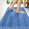 image:imageSmiry Thick Chenille Bathroom Rugs 30x20 Extra Soft Absorbent Striped Bath Rugs Rubber Backing Machine Wash Dry Bath Mats for Bathroom Floor Tub Shower Home Decor Accessories GreyCornflower Blue