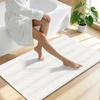 image:imageSmiry Thick Chenille Bathroom Rugs 30x20 Extra Soft Absorbent Striped Bath Rugs Rubber Backing Machine Wash Dry Bath Mats for Bathroom Floor Tub Shower Home Decor Accessories GreyIvory