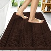 image:imageSmiry Thick Chenille Bathroom Rugs 30x20 Extra Soft Absorbent Striped Bath Rugs Rubber Backing Machine Wash Dry Bath Mats for Bathroom Floor Tub Shower Home Decor Accessories GreyBrown