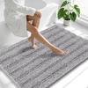 image:imageSmiry Thick Chenille Bathroom Rugs 30x20 Extra Soft Absorbent Striped Bath Rugs Rubber Backing Machine Wash Dry Bath Mats for Bathroom Floor Tub Shower Home Decor Accessories GreyGrey