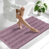 image:imageSmiry Thick Chenille Bathroom Rugs 30x20 Extra Soft Absorbent Striped Bath Rugs Rubber Backing Machine Wash Dry Bath Mats for Bathroom Floor Tub Shower Home Decor Accessories GreyDeep Plum