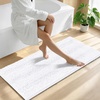 image:imageSmiry Thick Chenille Bathroom Rugs 30x20 Extra Soft Absorbent Striped Bath Rugs Rubber Backing Machine Wash Dry Bath Mats for Bathroom Floor Tub Shower Home Decor Accessories GreyWhite