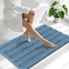 image:imageSmiry Thick Chenille Bathroom Rugs 30x20 Extra Soft Absorbent Striped Bath Rugs Rubber Backing Machine Wash Dry Bath Mats for Bathroom Floor Tub Shower Home Decor Accessories GreyAiry Blue