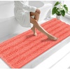 image:imageSmiry Thick Chenille Bathroom Rugs 30x20 Extra Soft Absorbent Striped Bath Rugs Rubber Backing Machine Wash Dry Bath Mats for Bathroom Floor Tub Shower Home Decor Accessories GreyCoral