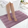 image:imageSmiry Thick Chenille Bathroom Rugs 30x20 Extra Soft Absorbent Striped Bath Rugs Rubber Backing Machine Wash Dry Bath Mats for Bathroom Floor Tub Shower Home Decor Accessories GreyDeep Plum