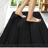 image:imageSmiry Thick Chenille Bathroom Rugs 30x20 Extra Soft Absorbent Striped Bath Rugs Rubber Backing Machine Wash Dry Bath Mats for Bathroom Floor Tub Shower Home Decor Accessories GreyBlack
