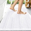 image:imageSmiry Thick Chenille Bathroom Rugs 30x20 Extra Soft Absorbent Striped Bath Rugs Rubber Backing Machine Wash Dry Bath Mats for Bathroom Floor Tub Shower Home Decor Accessories GreyWhite