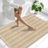 image:imageSmiry Thick Chenille Bathroom Rugs 30x20 Extra Soft Absorbent Striped Bath Rugs Rubber Backing Machine Wash Dry Bath Mats for Bathroom Floor Tub Shower Home Decor Accessories GreyBeige