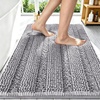 image:imageSmiry Thick Chenille Bathroom Rugs 30x20 Extra Soft Absorbent Striped Bath Rugs Rubber Backing Machine Wash Dry Bath Mats for Bathroom Floor Tub Shower Home Decor Accessories GreyGrey