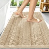 image:imageSmiry Thick Chenille Bathroom Rugs 30x20 Extra Soft Absorbent Striped Bath Rugs Rubber Backing Machine Wash Dry Bath Mats for Bathroom Floor Tub Shower Home Decor Accessories GreyBeige