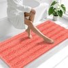image:imageSmiry Thick Chenille Bathroom Rugs 30x20 Extra Soft Absorbent Striped Bath Rugs Rubber Backing Machine Wash Dry Bath Mats for Bathroom Floor Tub Shower Home Decor Accessories GreyCoral