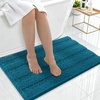 image:imageSmiry Thick Chenille Bathroom Rugs 30x20 Extra Soft Absorbent Striped Bath Rugs Rubber Backing Machine Wash Dry Bath Mats for Bathroom Floor Tub Shower Home Decor Accessories GreyPeacock Blue
