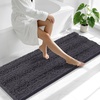 image:imageSmiry Thick Chenille Bathroom Rugs 30x20 Extra Soft Absorbent Striped Bath Rugs Rubber Backing Machine Wash Dry Bath Mats for Bathroom Floor Tub Shower Home Decor Accessories GreyDark Grey
