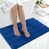 image:imageSmiry Thick Chenille Bathroom Rugs 30x20 Extra Soft Absorbent Striped Bath Rugs Rubber Backing Machine Wash Dry Bath Mats for Bathroom Floor Tub Shower Home Decor Accessories GreyDeep Navy Blue