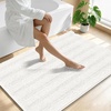 image:imageSmiry Thick Chenille Bathroom Rugs 30x20 Extra Soft Absorbent Striped Bath Rugs Rubber Backing Machine Wash Dry Bath Mats for Bathroom Floor Tub Shower Home Decor Accessories GreyIvory