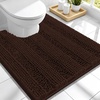 image:imageSmiry Thick Chenille Bathroom Rugs 30x20 Extra Soft Absorbent Striped Bath Rugs Rubber Backing Machine Wash Dry Bath Mats for Bathroom Floor Tub Shower Home Decor Accessories GreyBrown