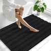 image:imageSmiry Thick Chenille Bathroom Rugs 30x20 Extra Soft Absorbent Striped Bath Rugs Rubber Backing Machine Wash Dry Bath Mats for Bathroom Floor Tub Shower Home Decor Accessories GreyBlack