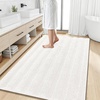 image:imageSmiry Thick Chenille Bathroom Rugs 30x20 Extra Soft Absorbent Striped Bath Rugs Rubber Backing Machine Wash Dry Bath Mats for Bathroom Floor Tub Shower Home Decor Accessories GreyIvory