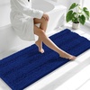 image:imageSmiry Thick Chenille Bathroom Rugs 30x20 Extra Soft Absorbent Striped Bath Rugs Rubber Backing Machine Wash Dry Bath Mats for Bathroom Floor Tub Shower Home Decor Accessories GreyNavy