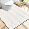 image:imageSmiry Thick Chenille Bathroom Rugs 30x20 Extra Soft Absorbent Striped Bath Rugs Rubber Backing Machine Wash Dry Bath Mats for Bathroom Floor Tub Shower Home Decor Accessories GreyIvory