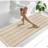 image:imageSmiry Thick Chenille Bathroom Rugs 30x20 Extra Soft Absorbent Striped Bath Rugs Rubber Backing Machine Wash Dry Bath Mats for Bathroom Floor Tub Shower Home Decor Accessories GreySand