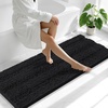 image:imageSmiry Thick Chenille Bathroom Rugs 30x20 Extra Soft Absorbent Striped Bath Rugs Rubber Backing Machine Wash Dry Bath Mats for Bathroom Floor Tub Shower Home Decor Accessories GreyBlack