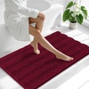 image:imageSmiry Thick Chenille Bathroom Rugs 30x20 Extra Soft Absorbent Striped Bath Rugs Rubber Backing Machine Wash Dry Bath Mats for Bathroom Floor Tub Shower Home Decor Accessories GreyBurgundy