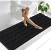 image:imageSmiry Thick Chenille Bathroom Rugs 30x20 Extra Soft Absorbent Striped Bath Rugs Rubber Backing Machine Wash Dry Bath Mats for Bathroom Floor Tub Shower Home Decor Accessories GreyBlack