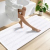 image:imageSmiry Thick Chenille Bathroom Rugs 30x20 Extra Soft Absorbent Striped Bath Rugs Rubber Backing Machine Wash Dry Bath Mats for Bathroom Floor Tub Shower Home Decor Accessories GreyWhite